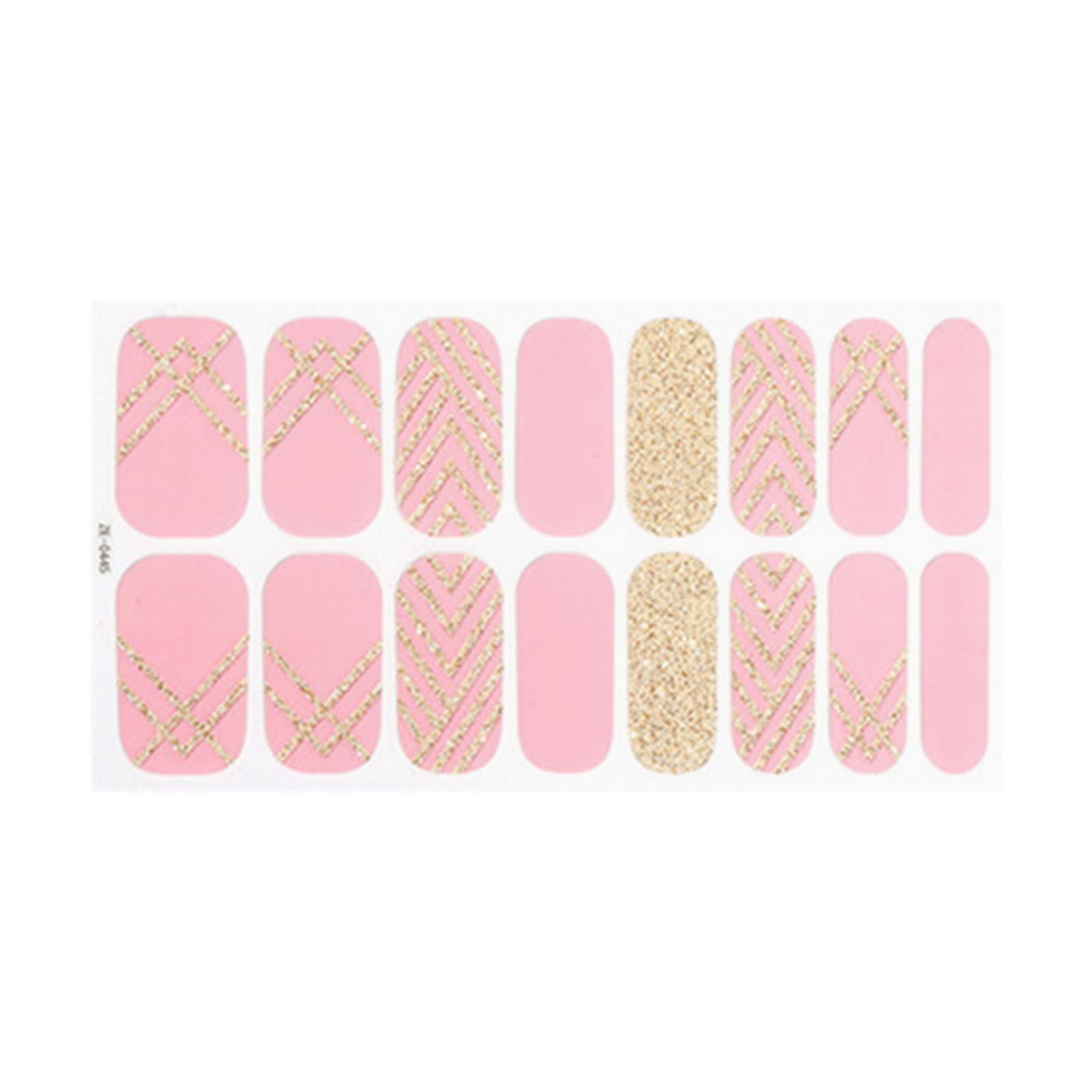 3x16 Pieces Cured Gel Nail Strips Self Adhesives Gel Nail Wrap Stickers Decals Style G