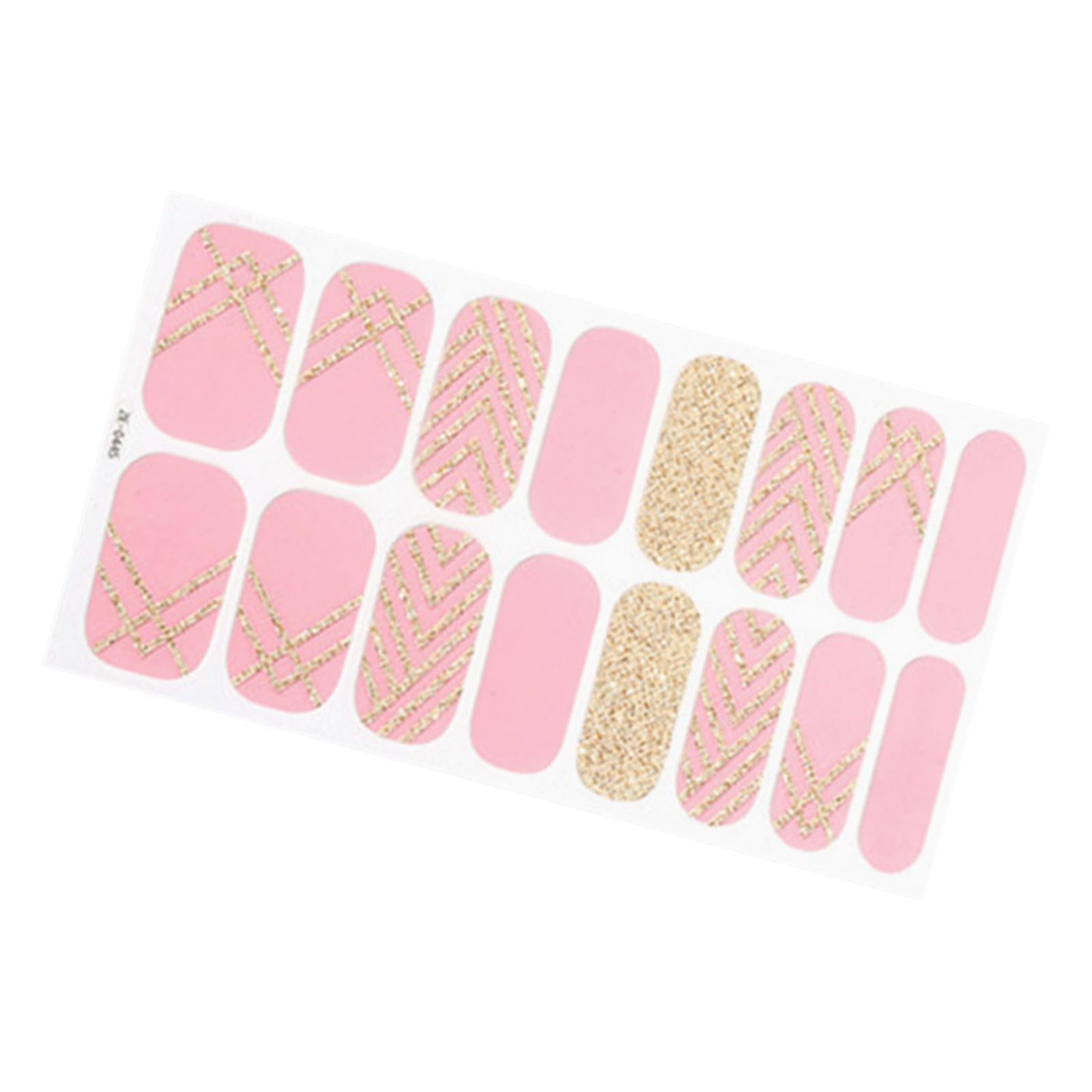 2x16 Pieces Cured Gel Nail Strips Self Adhesives Gel Nail Wrap Stickers Decals Style G