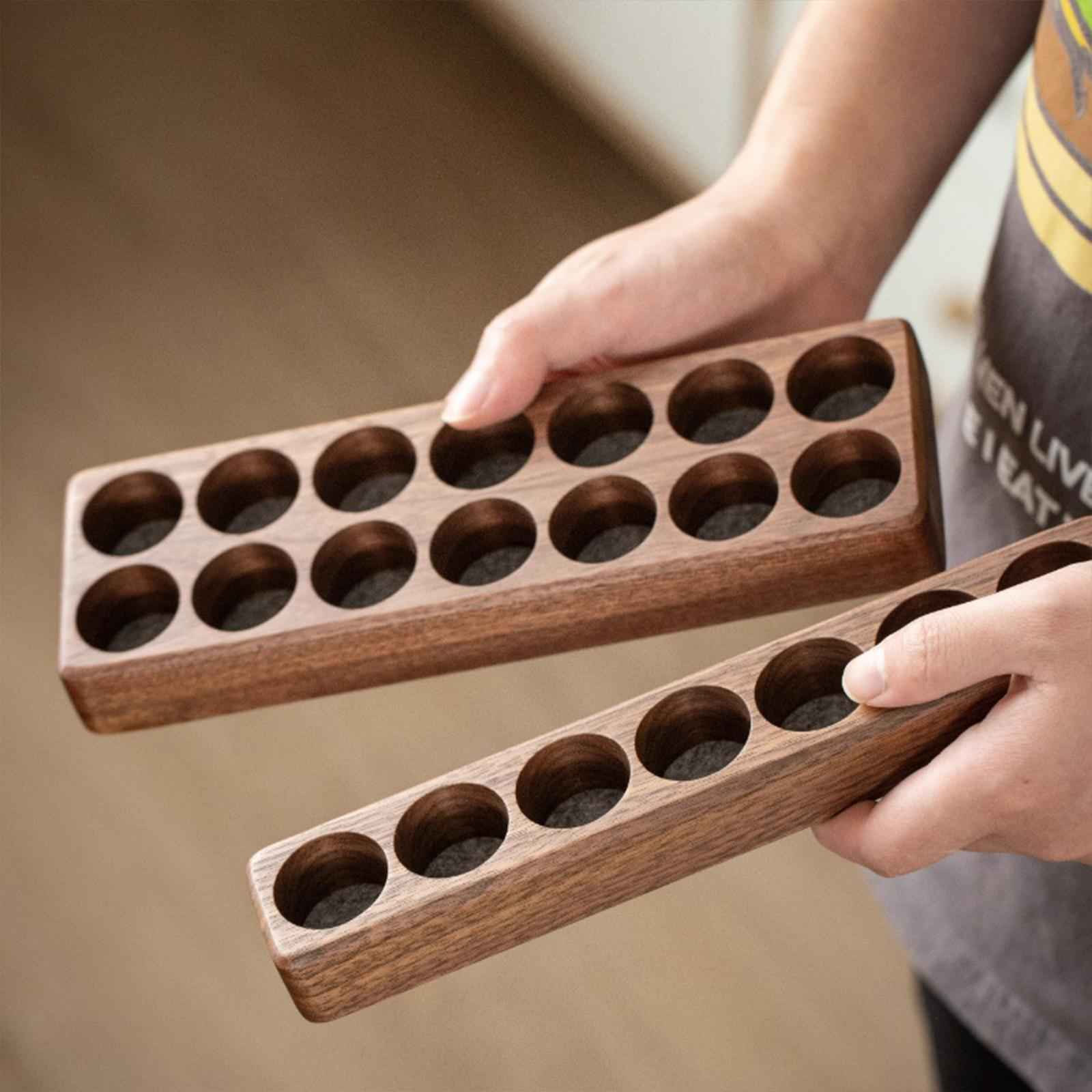 Wooden Lipstick Organizer Decor Cosmetic Nail Polish Carrying Holder for SPA 14 slots