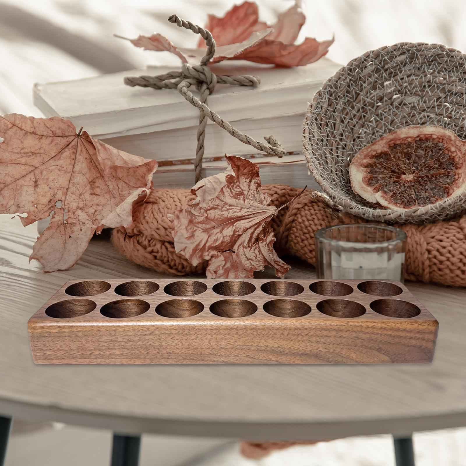 Wooden Lipstick Organizer Decor Cosmetic Nail Polish Carrying Holder for SPA 14 slots