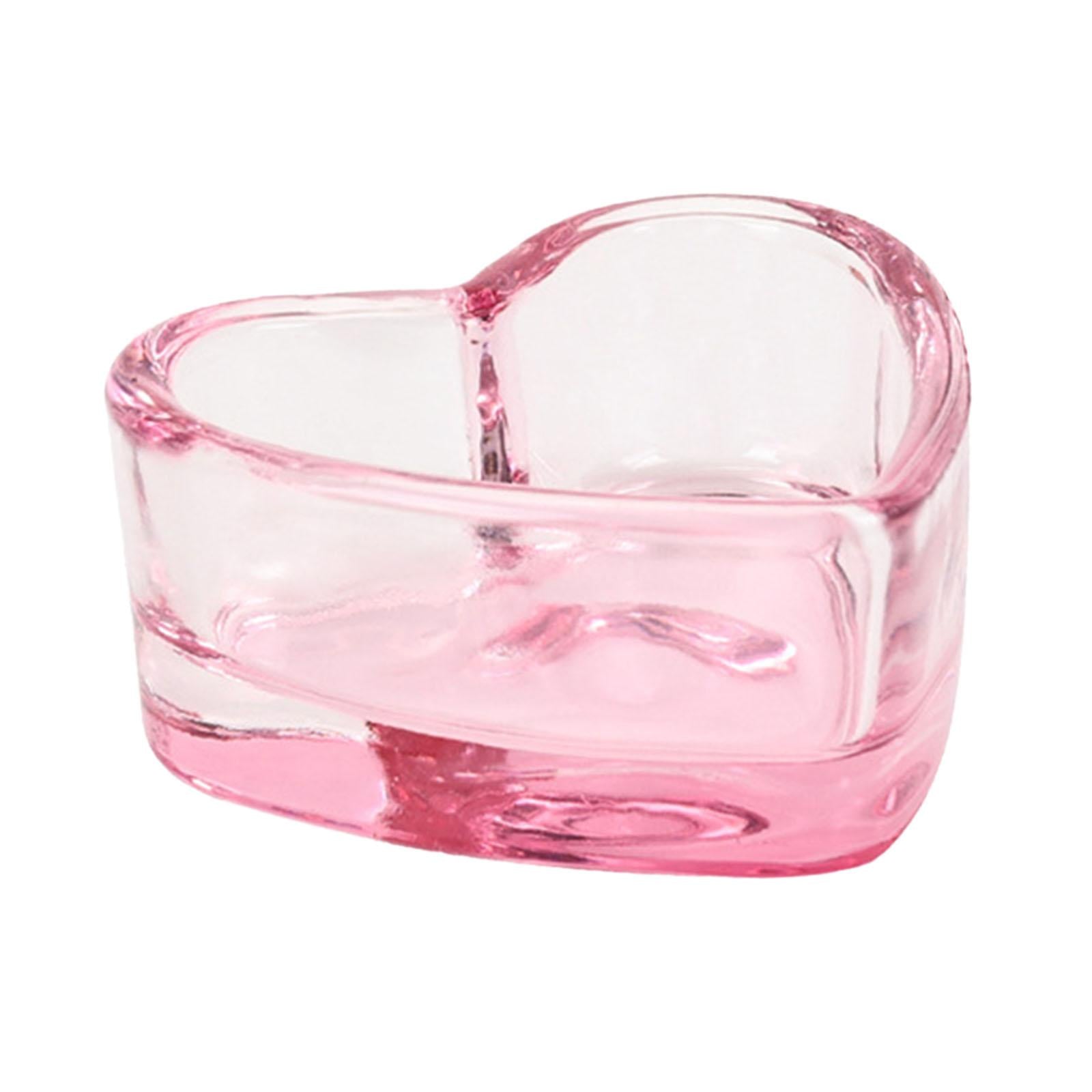 6xNail Art Dappen Dish for Women Nail Tool Durable Nail Pen Wash Cup Container Heart pink