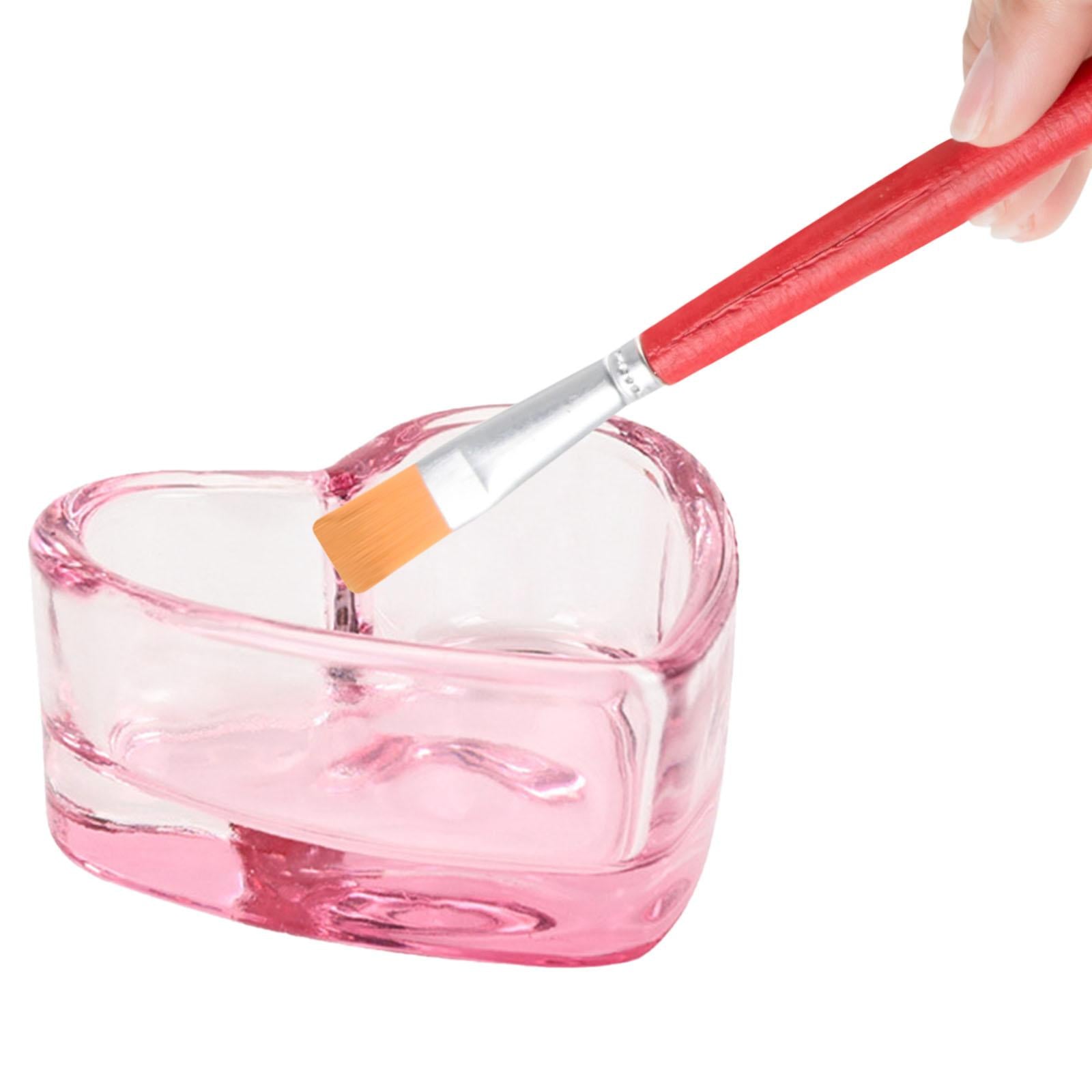 5xNail Art Dappen Dish for Women Nail Tool Durable Nail Pen Wash Cup Container Heart pink