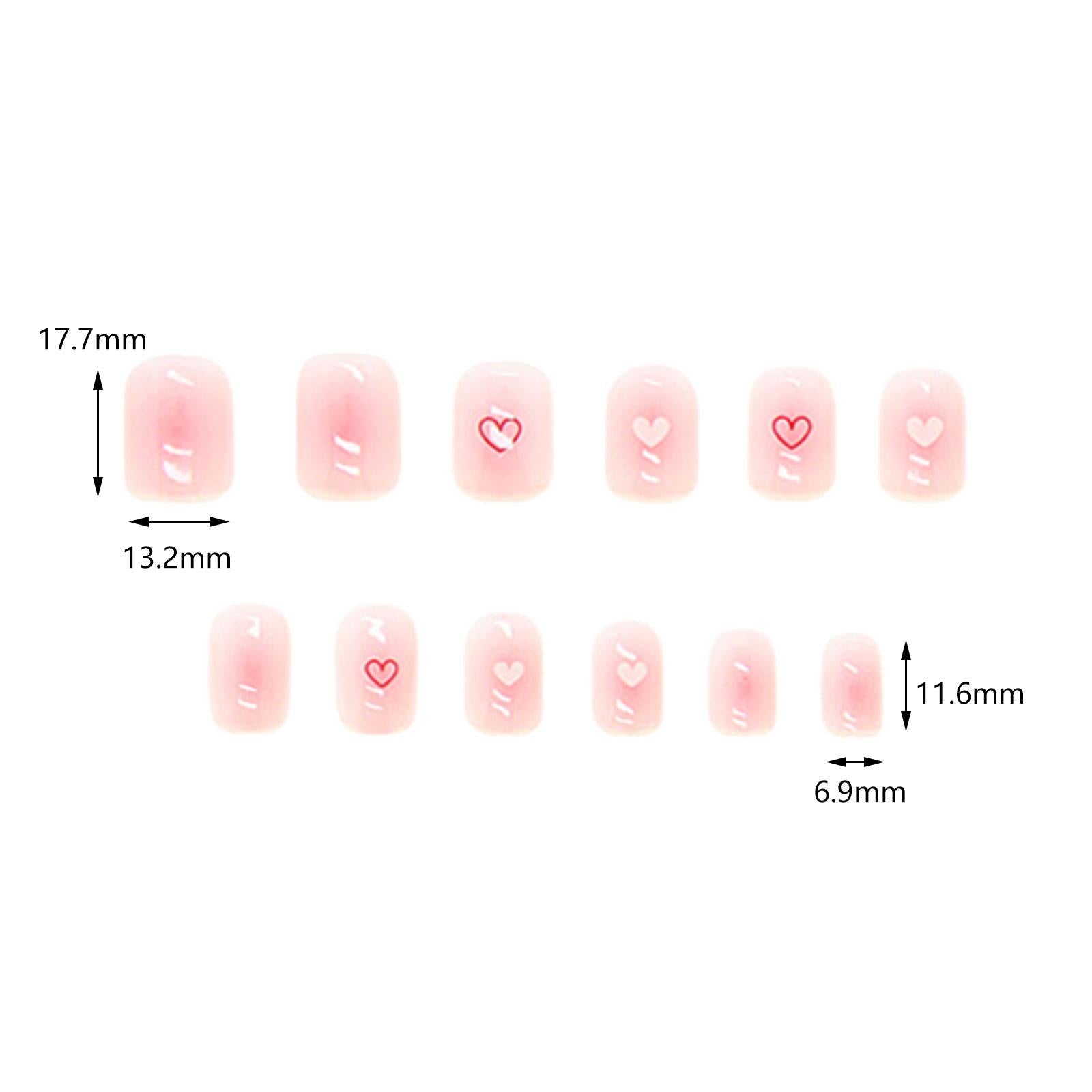 4xValentine's Day Press on Nails Red White Hearts for Wedding Dating