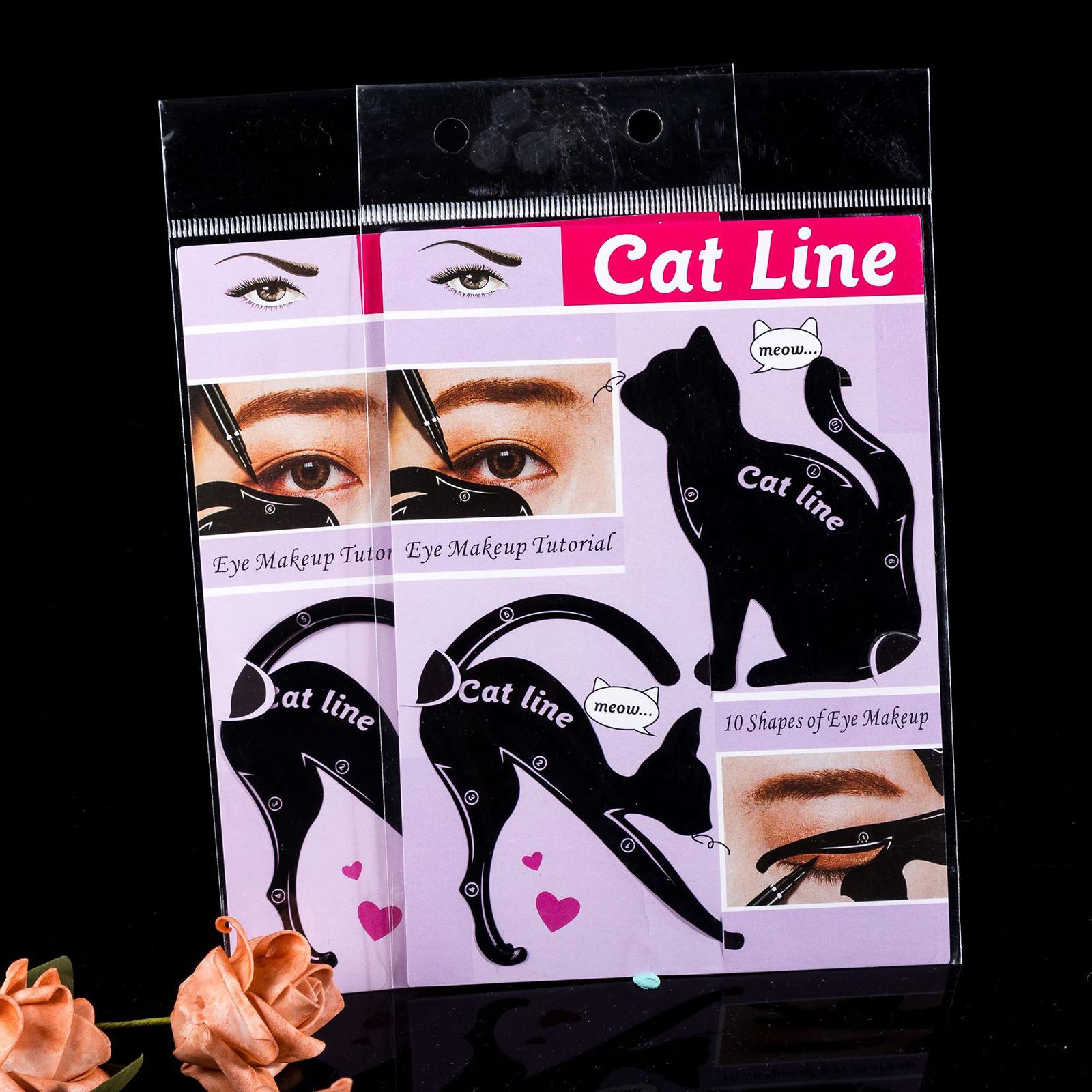 3xEyeliner Stencils Durable Eye Makeup Tool for Eyebrow Eyeshadow Winged Liner