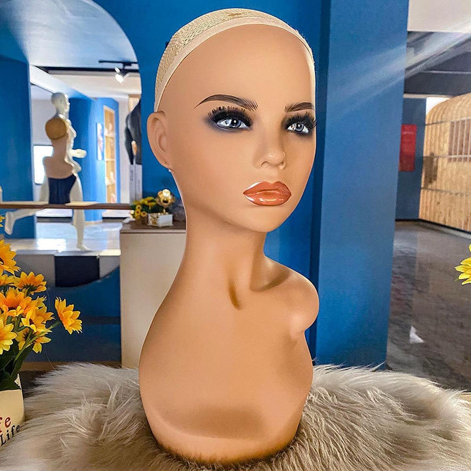 Bald Mannequin Head Professional Cosmetology Face for Wig Beauty Accessories DB01