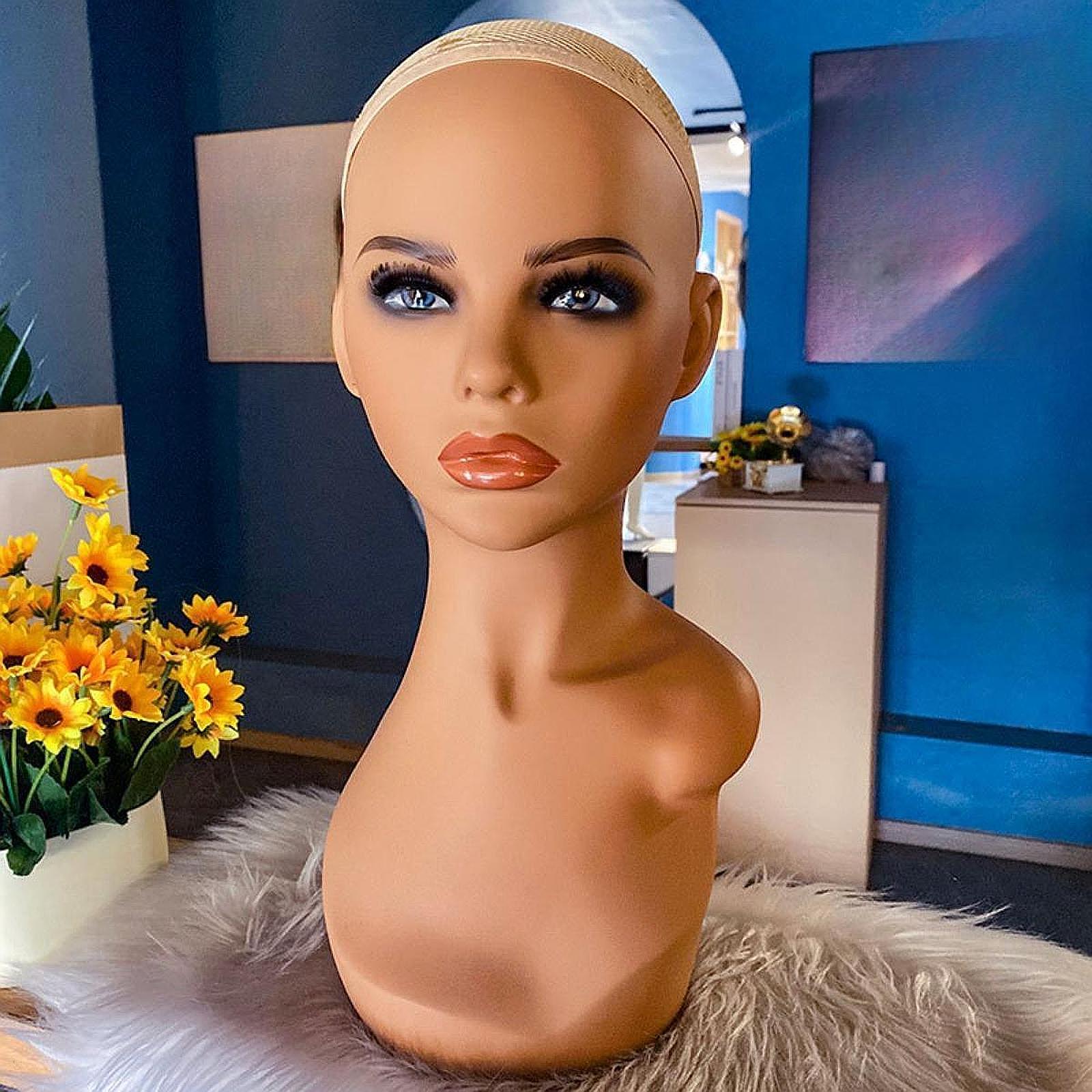 Bald Mannequin Head Professional Cosmetology Face for Wig Beauty Accessories DB01