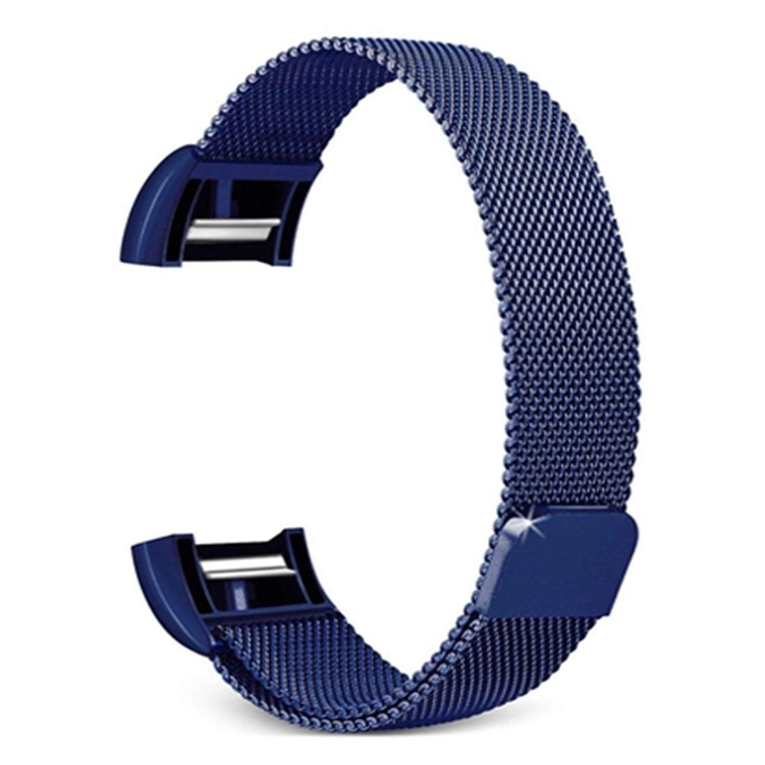 Smart Watch Stainless Steel Wrist Strap Watchband for FITBIT Charge 2, Size: L (Blue)