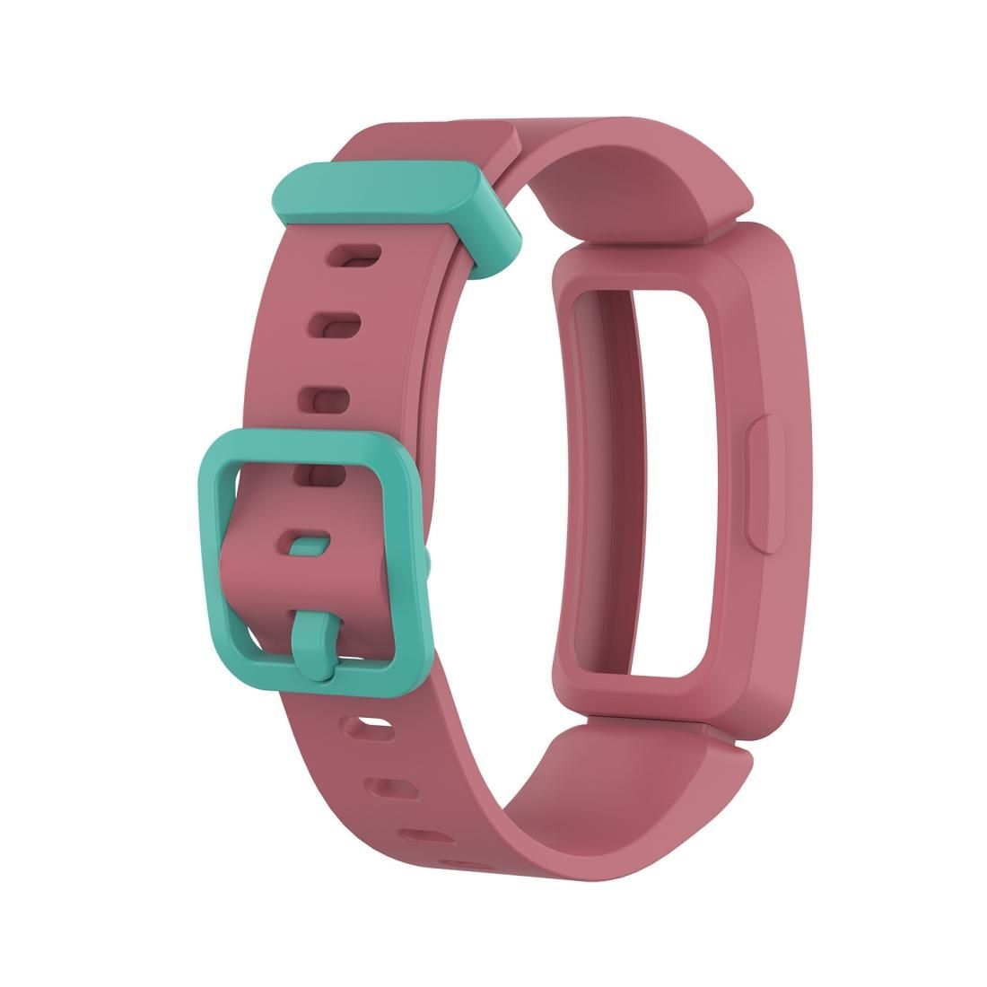 Smart Watch Silicon Wrist Strap Watchband for Fitbit Inspire HR (Watermelon Red + Green Buckle)