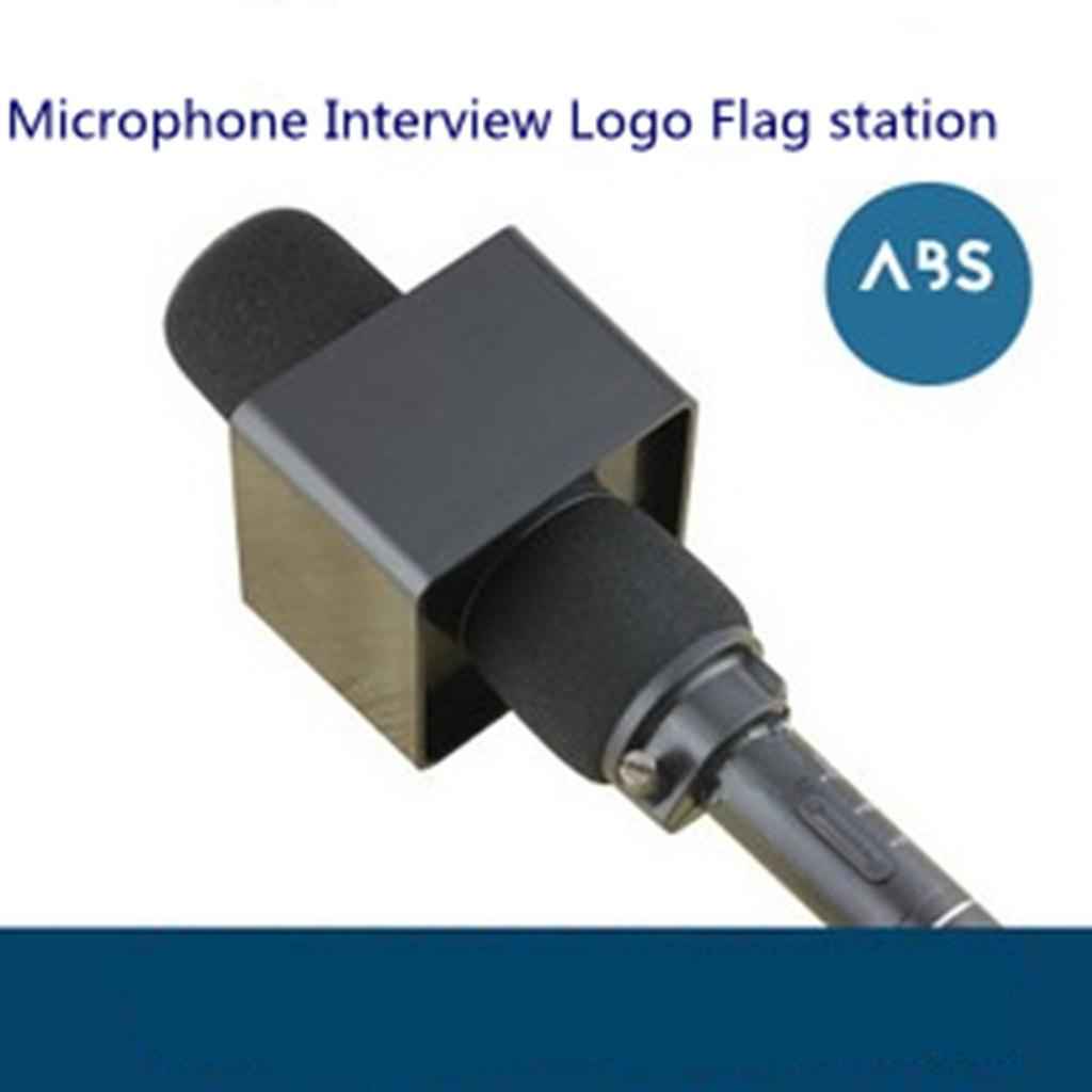Square Mic Microphone Logo Flag Station Log Interview Meeting Speech Black