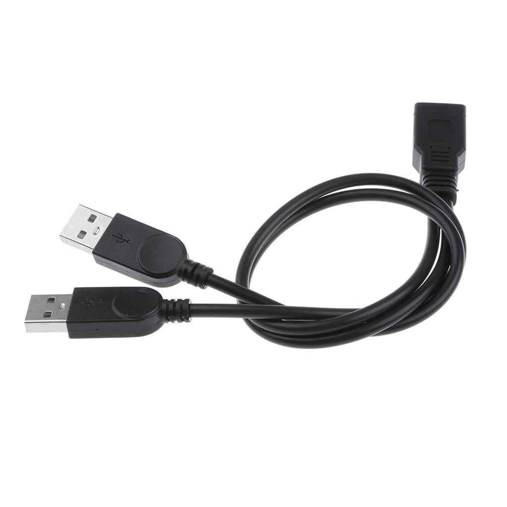 30cm USB-A Female to 2Port USB Male Y-Splitter Extension Adapter Cable