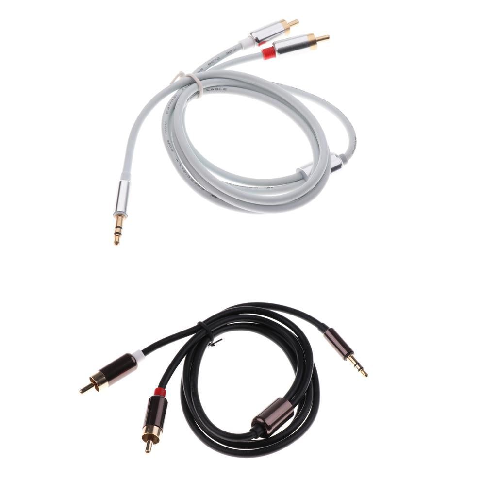2pcs 3.5mm Stereo Male Plug to 2 RCA Audio Male Adapter Speaker Cable Cord