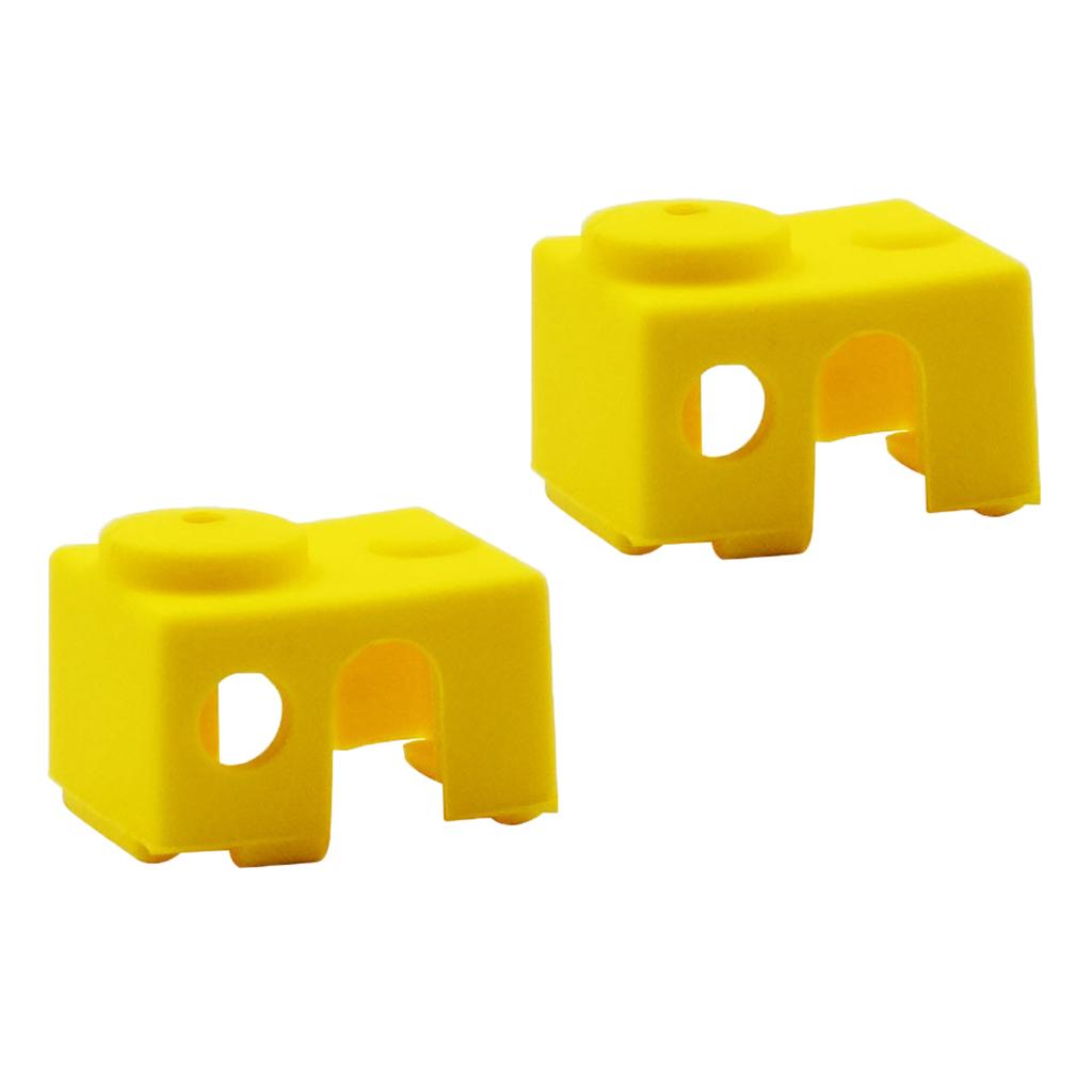 6x2Pcs 3D Printer Silicone Wrap Case Socks Cover Protector For V6 Block Yellow
