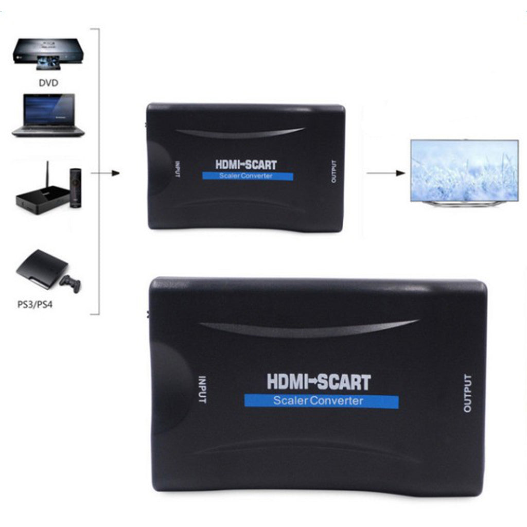 1080P HDMI To SCART Video Audio Upscaler Converter Adapter For TV DVD Sky UK