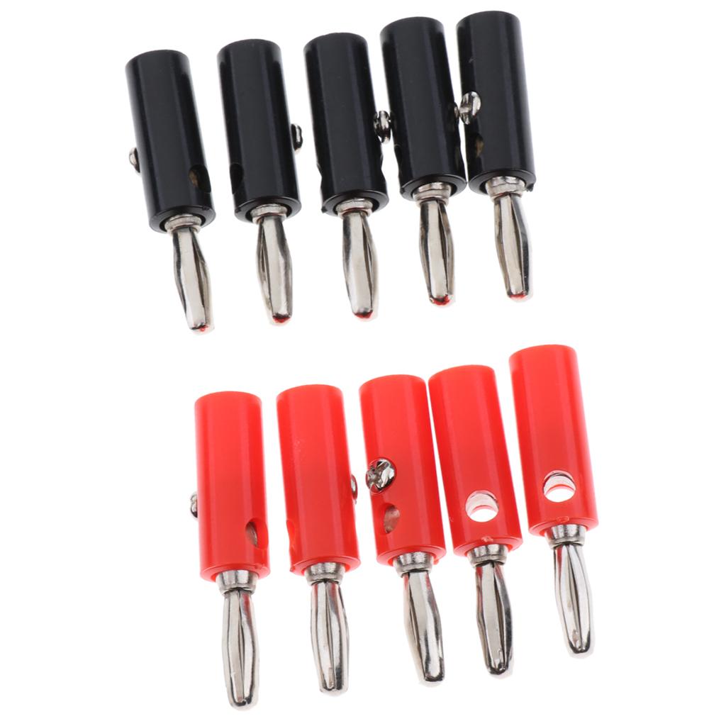 4x10x Practical Plastic Silver Plated Connector Audio Banana Speaker Plug 4mm