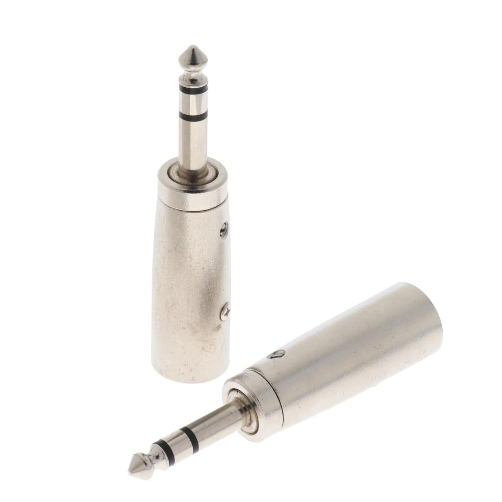 3x2PCS 1/4 6.35mm Stereo Male Jack to 3-Pin Male -Audio Cable Mic Adapter"