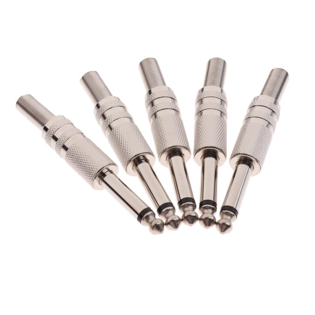3x5Pcs High Quality 6.35mm Audio Microphone Connector Assembly Mono Audio Plug
