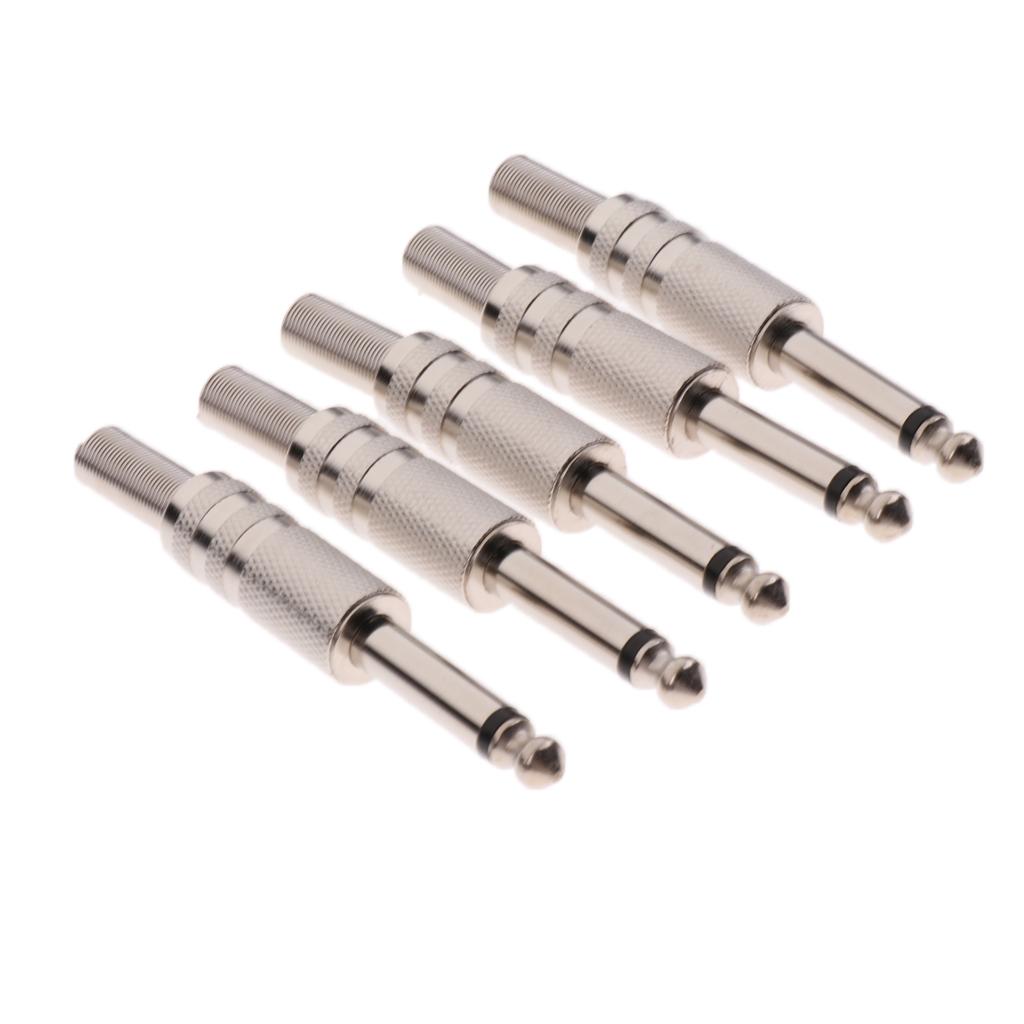 4x5Pcs High Quality 6.35mm Audio Microphone Connector Assembly Mono Audio Plug