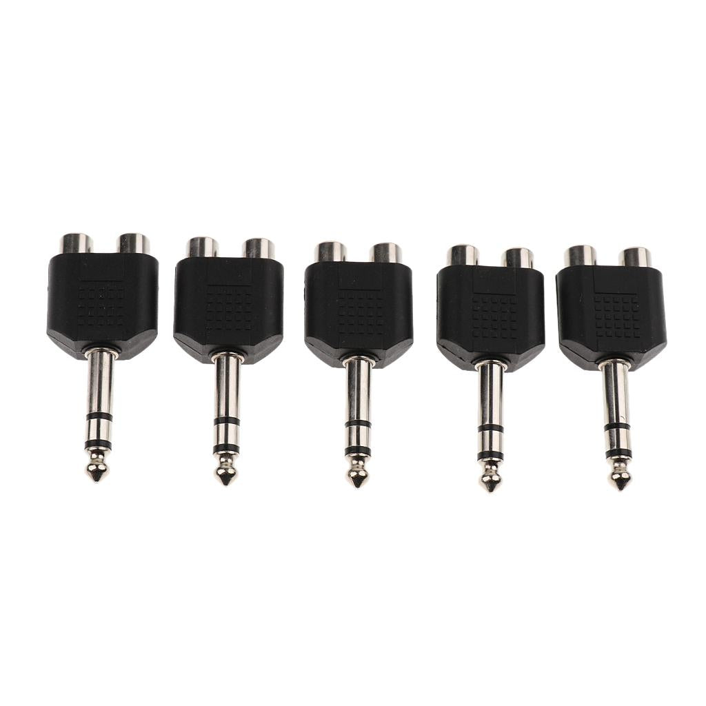 4x5Pcs 6.5mm Male to Dual RCA Female Splitter AV Audio/Video Adapter Connector