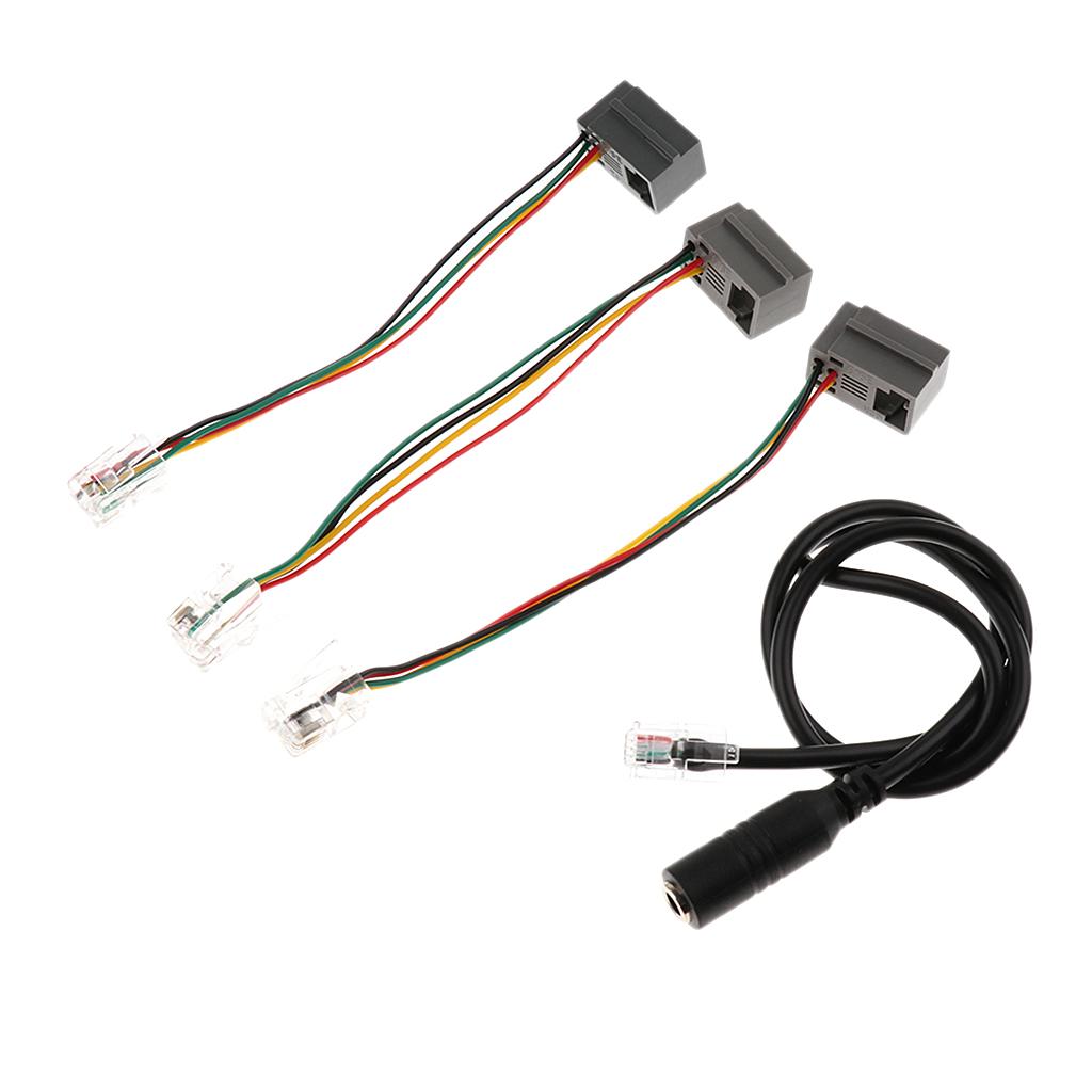 4x3.5mm Female Jack to 4P4C RJ9 Male Headset Phone Audio Adapter Cable