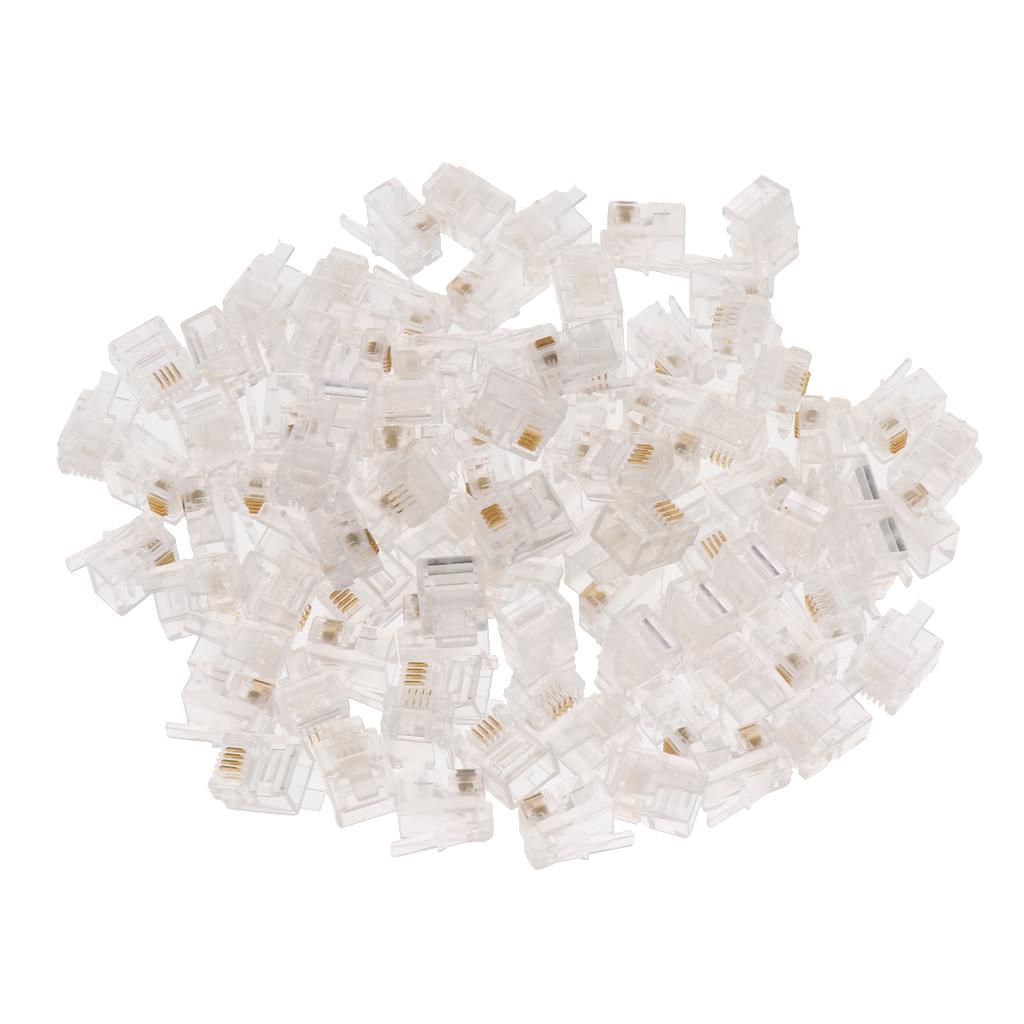 4x100Pcs RJ11 RJ-11 6P4C Modular Plug Telephone Cord Crimp Connector 