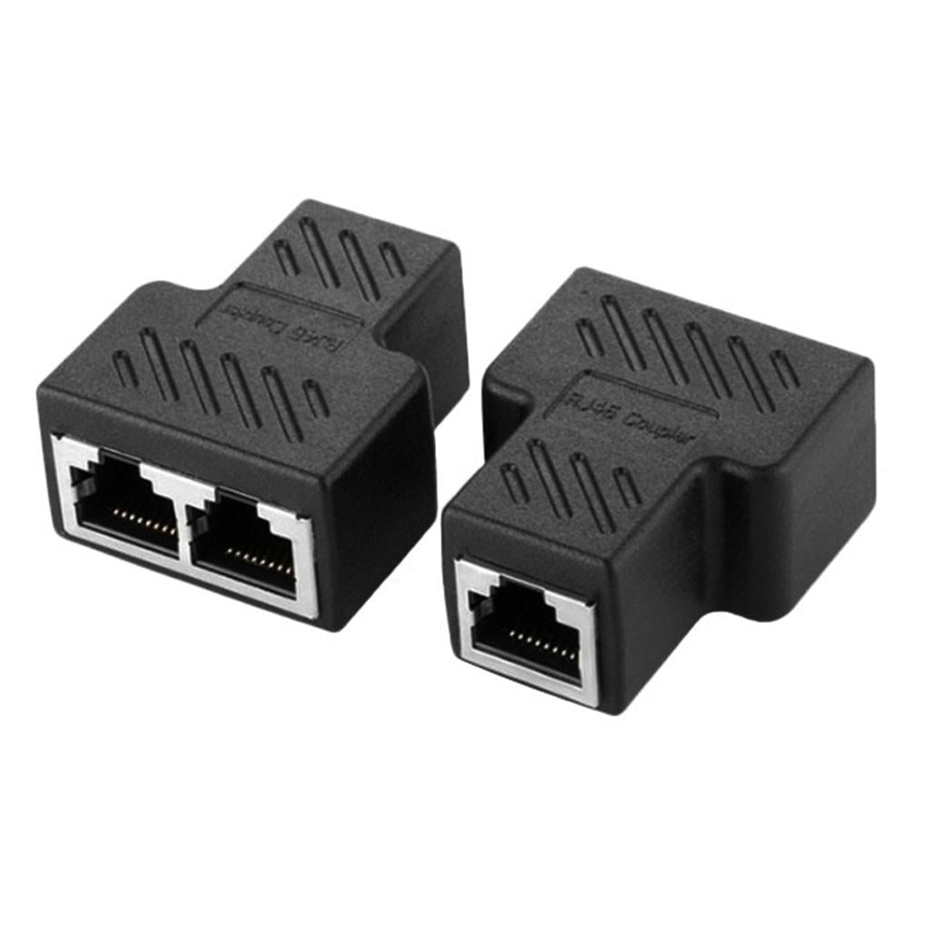 2x1x  8P8C 1 to 2 Female Adapter Divider Splitter Network Connector Black