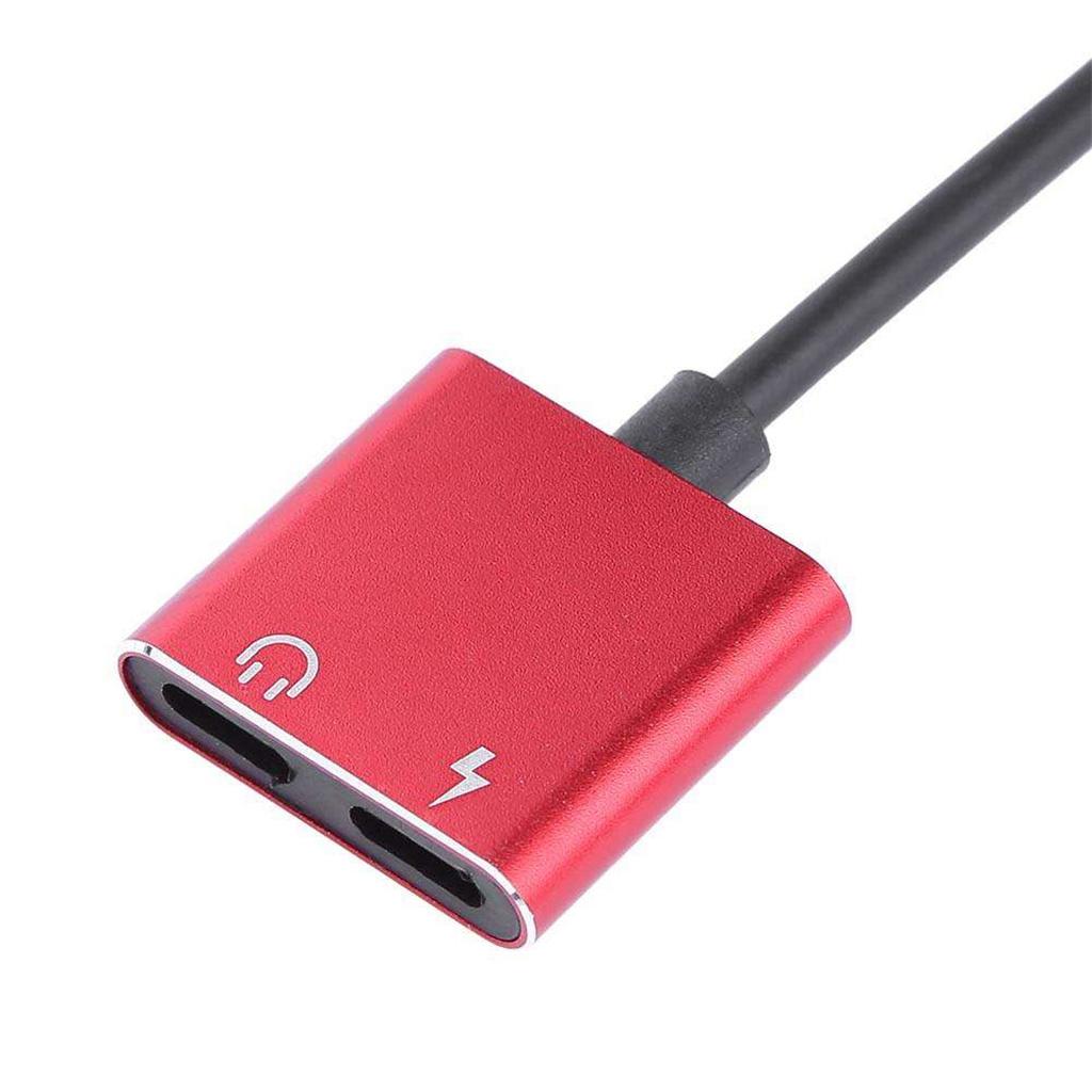 2 in 1 Headphones Adapter Audio Charging Splitter Cable for iPhone iPad Red