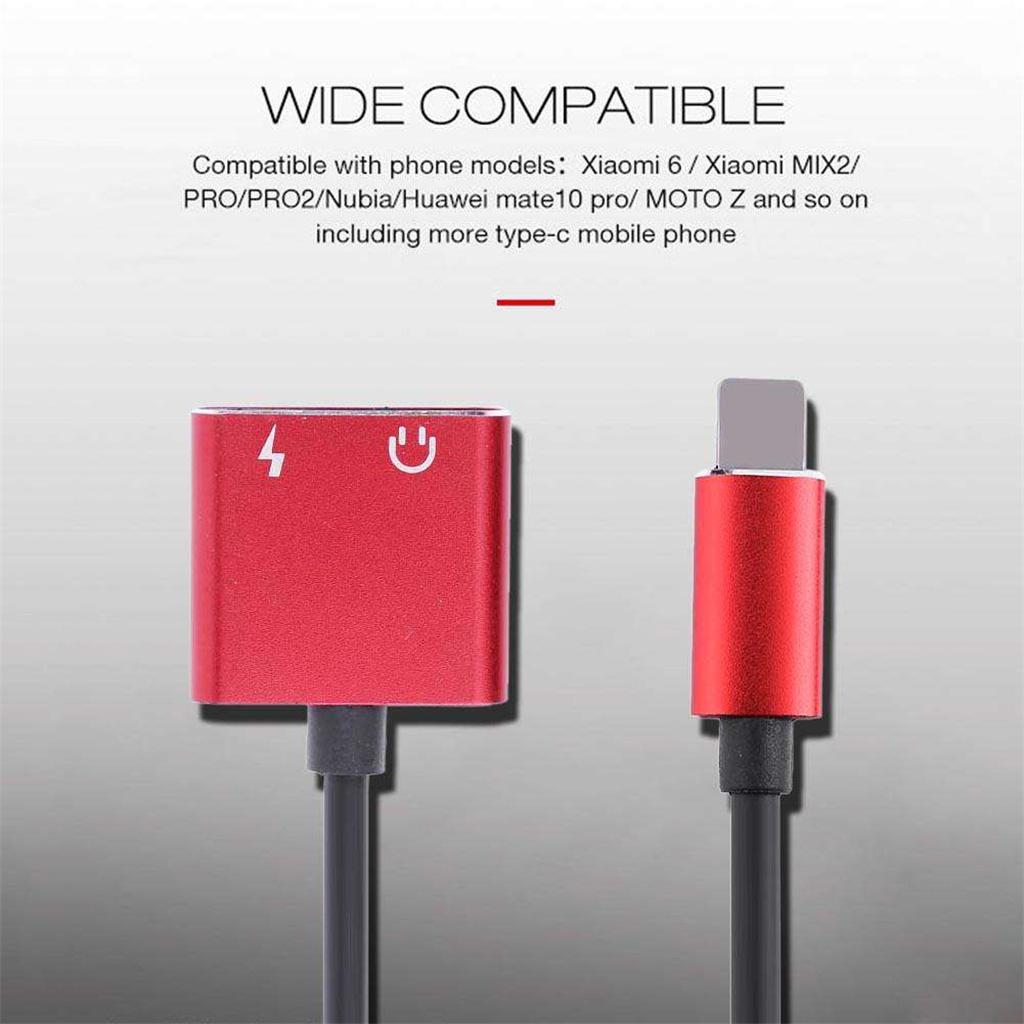 2 in 1 Headphones Adapter Audio Charging Splitter Cable for iPhone iPad Red