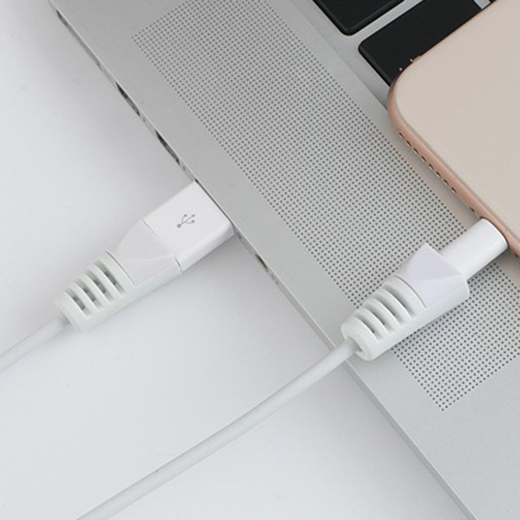 3xSilicone USB Data Charging Cable Connector Saver Protector Clips  White