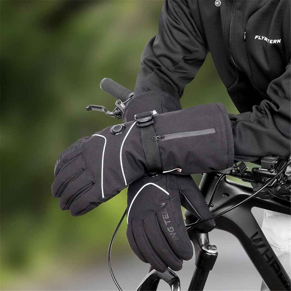 FLYINGTERN Motorcycle Snowmobile Heated Gloves Touch Screen Heated Mittens Winter Ski Gloves Electric Heating Thermal Gloves, Battery Powered