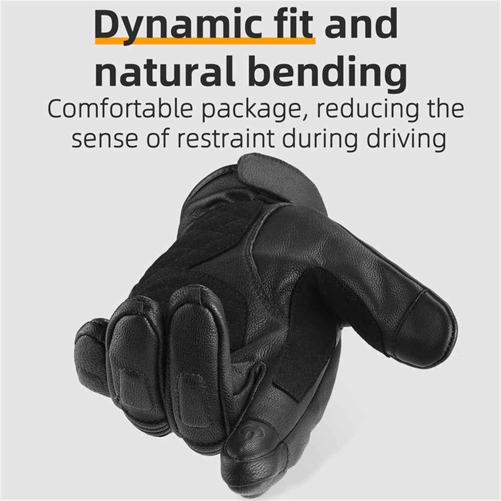 WEST BIKING 1 Pair Touch Screen Motorcycle Riding Gloves Motocross Goat Leather Full Finger Protection Gloves - Black / M