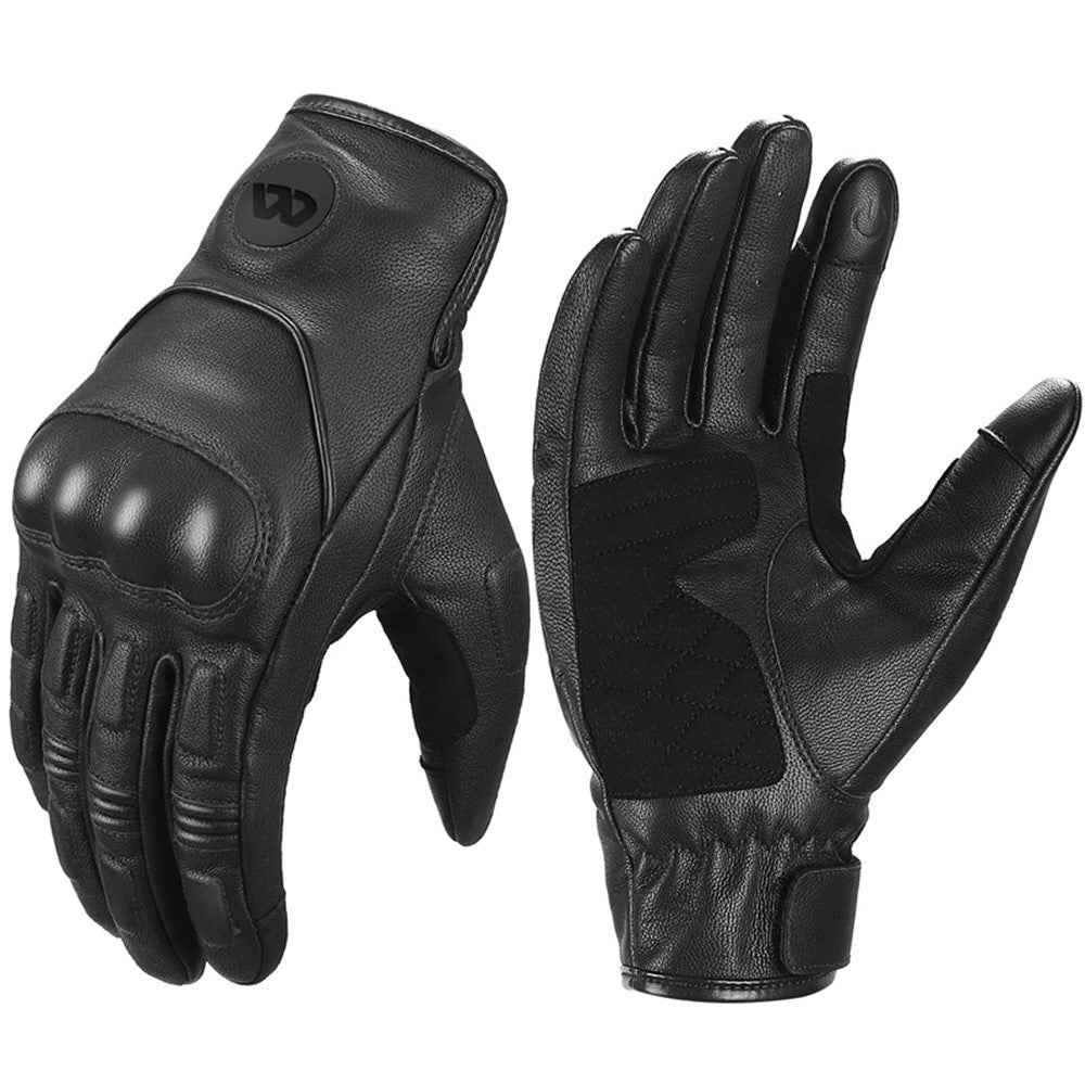 WEST BIKING 1 Pair Touch Screen Motorcycle Riding Gloves Motocross Goat Leather Full Finger Protection Gloves - Black / L