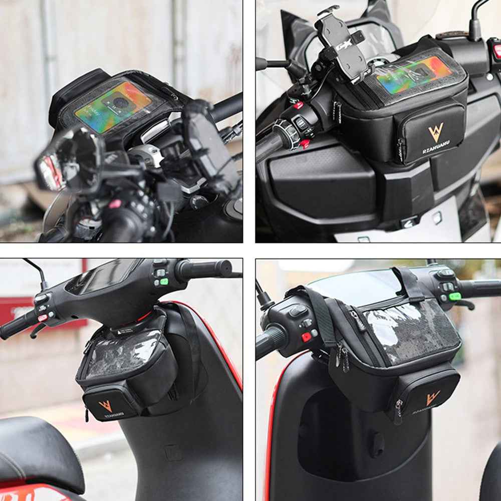 RZAHUAHU Multifunctional Front Handlebar Bag Waterproof Touchscreen Phone Pouch for Navigation Cycling