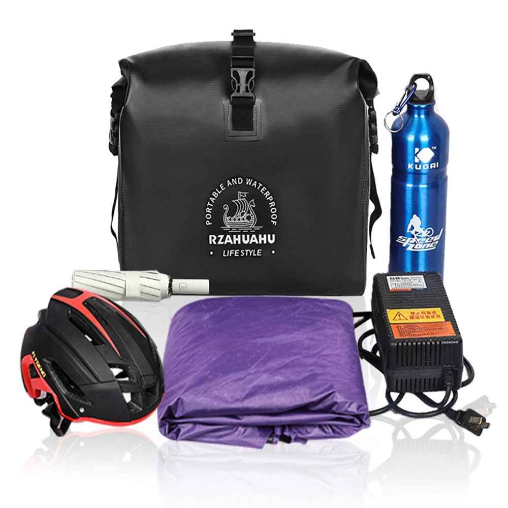 RZAHUAHU 9L Waterproof PVC Motorcycle Tool Bag Motorbike Handlebar Saddle Storage Bag - Orange
