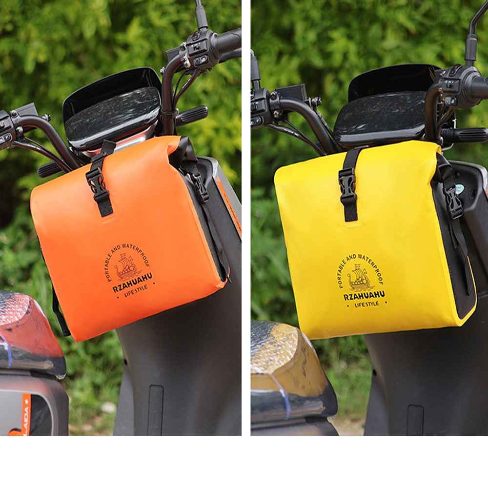 RZAHUAHU 9L Waterproof PVC Motorcycle Tool Bag Motorbike Handlebar Saddle Storage Bag - Orange
