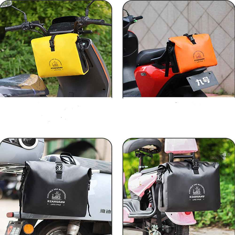 RZAHUAHU 9L Waterproof PVC Motorcycle Tool Bag Motorbike Handlebar Saddle Storage Bag - Orange