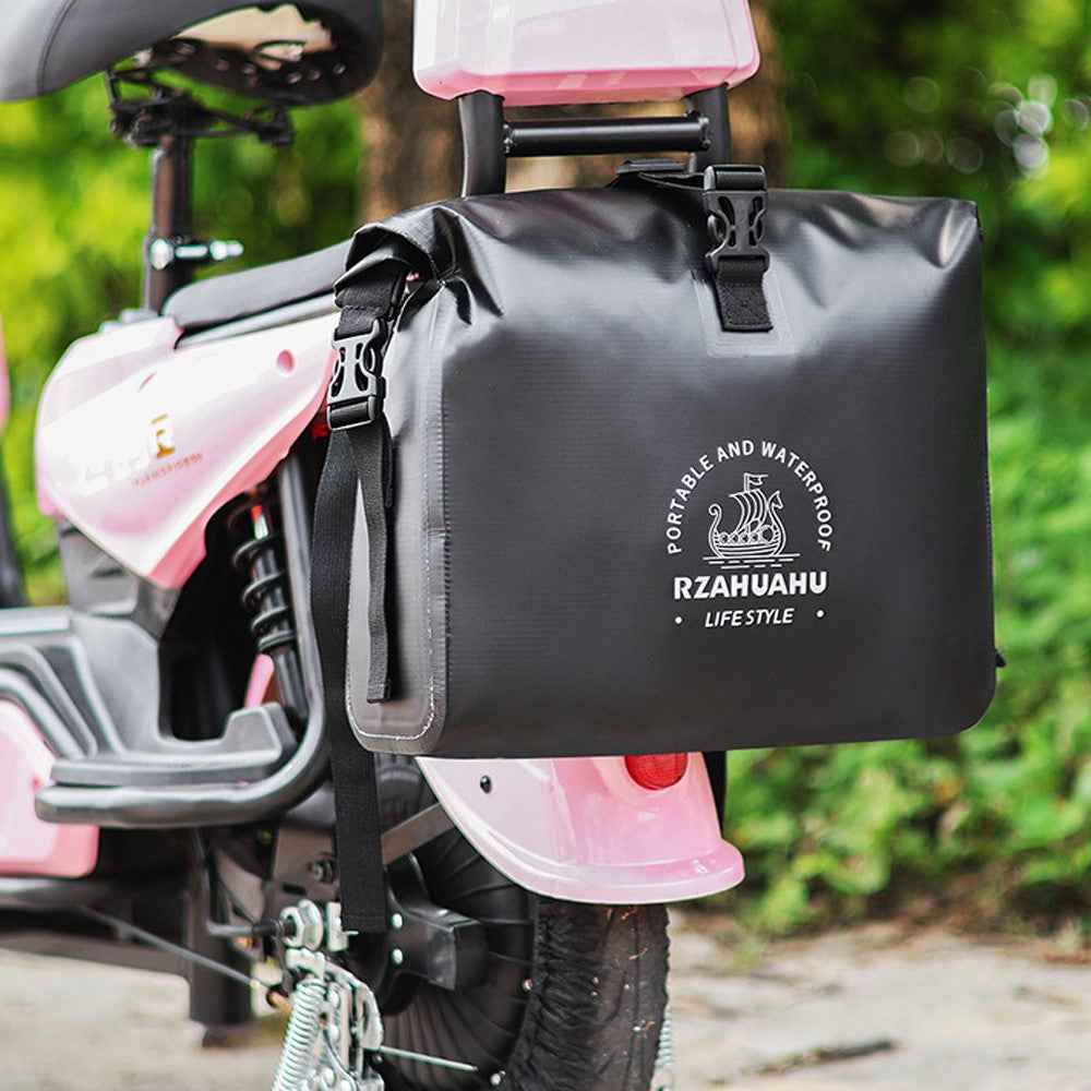 RZAHUAHU 9L Waterproof PVC Motorcycle Tool Bag Motorbike Handlebar Saddle Storage Bag - Orange