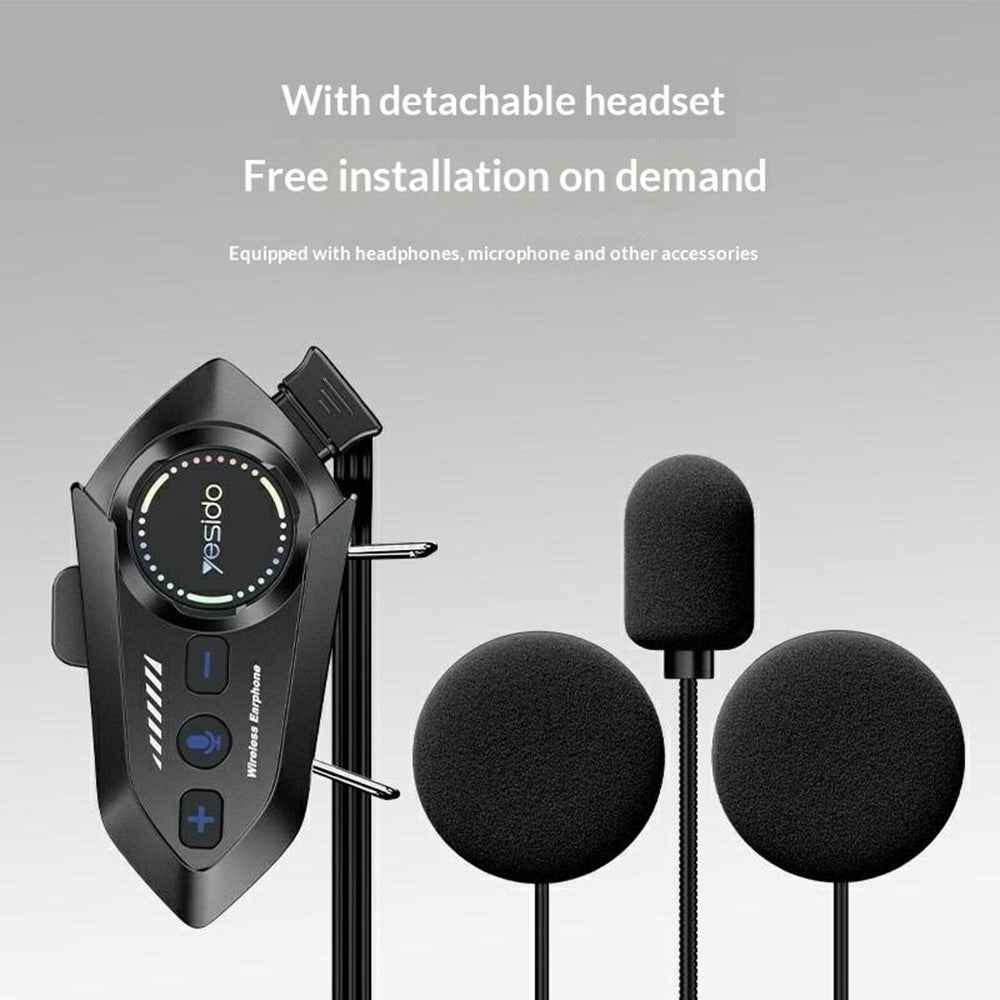YESIDO VC19 Cycling Bluetooth-Compatible Helmet Headset Motorcycle Wireless Earphones Support Dual Phone Connection FM Radio - Black