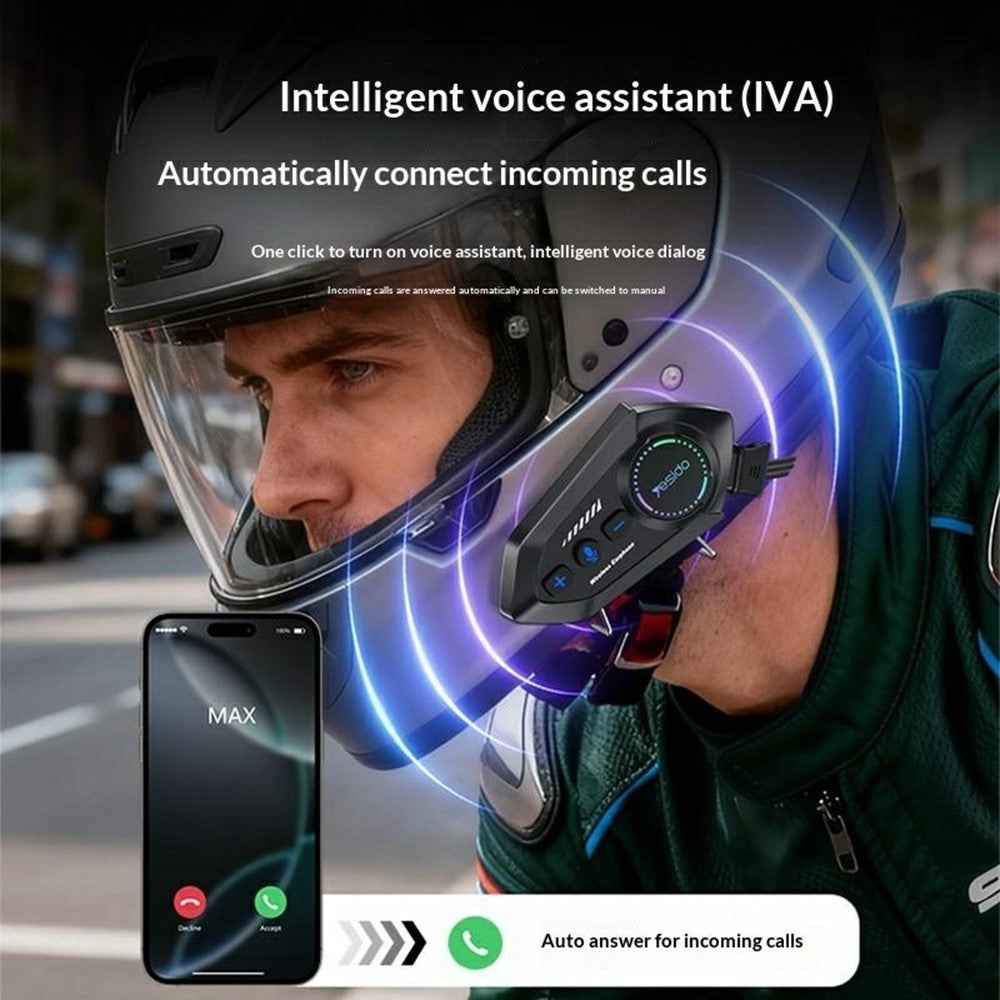 YESIDO VC19 Cycling Bluetooth-Compatible Helmet Headset Motorcycle Wireless Earphones Support Dual Phone Connection FM Radio - Black