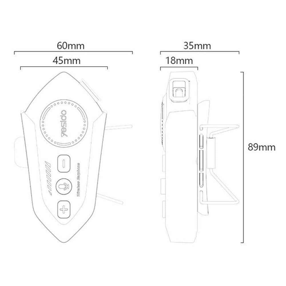 YESIDO VC19 Cycling Bluetooth-Compatible Helmet Headset Motorcycle Wireless Earphones Support Dual Phone Connection FM Radio - Black