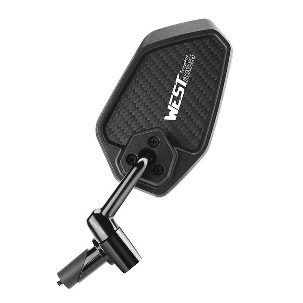 WEST BIKING 0720051B0001 Bicycle Left Rearview Mirror 360° Adjustable Rearview Mirror Carbon Fiber Back Plate for Bike - Black