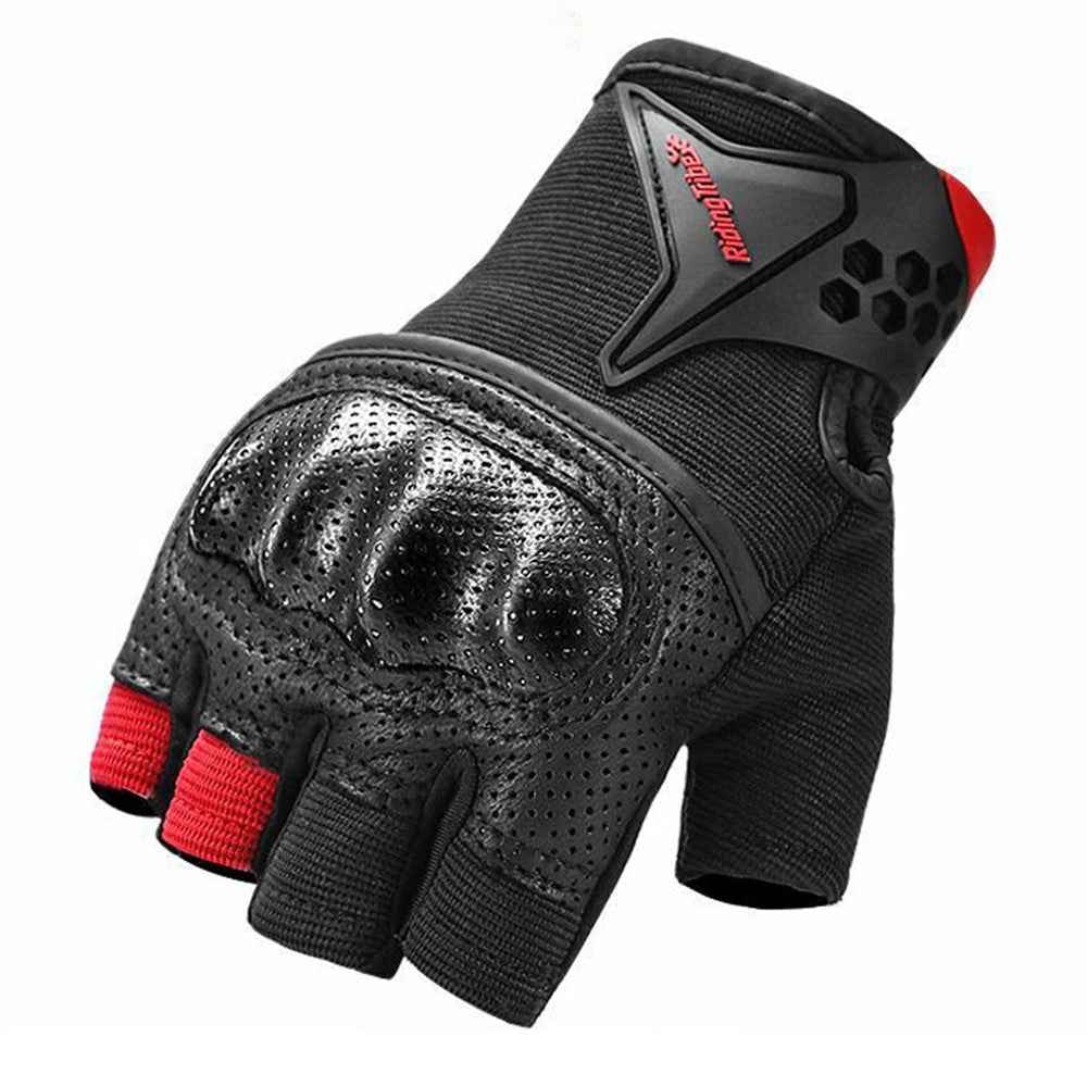 RIDING TRIBE MCS-57B Anti-Wear Summer Anti-Slip Motorcycle Riding Half Finger Gloves Fingerless Gloves for Cycling Motorbike Sports - Black/XXL