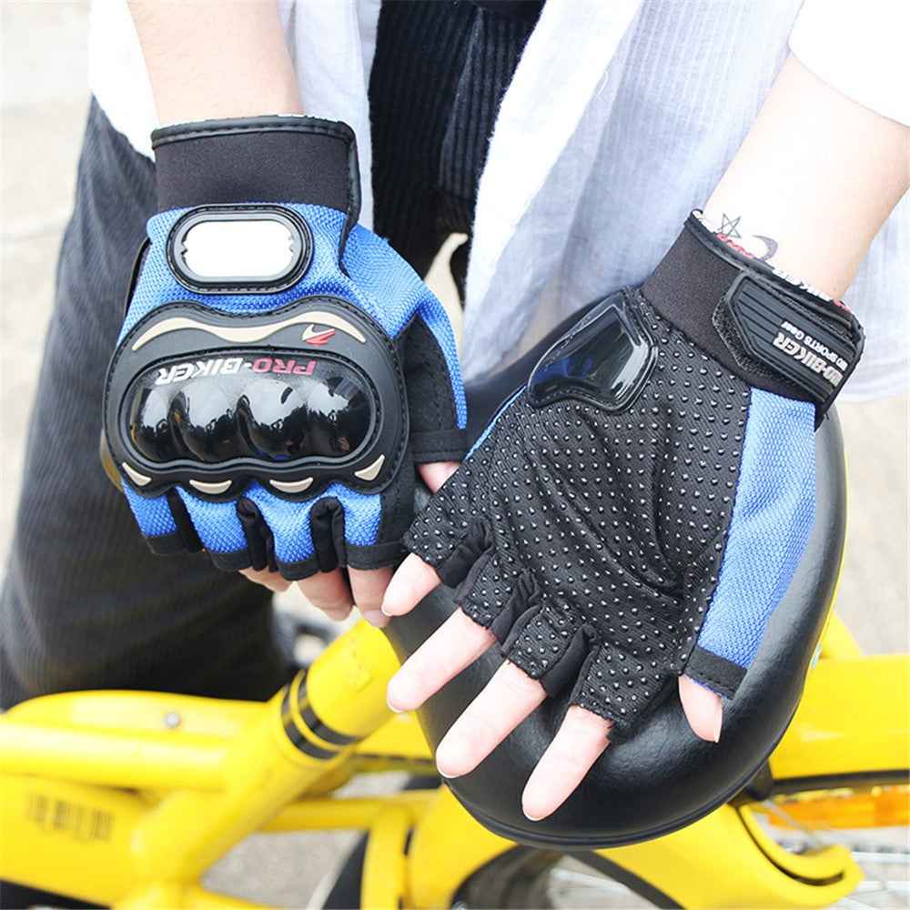 PRO-BIKER MCS-04C Half Finger Motorcycle Riding Gloves Breathable Knuckle Protection Gloves for Cycling Motorbike Sports - Black/L