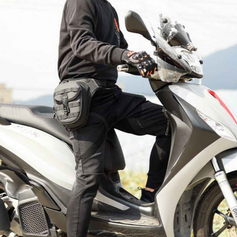 RZAHUAHU Waterproof Motorcycle Leg Bag Waist Pouch Expandable Riding Pack Crossbody Bag