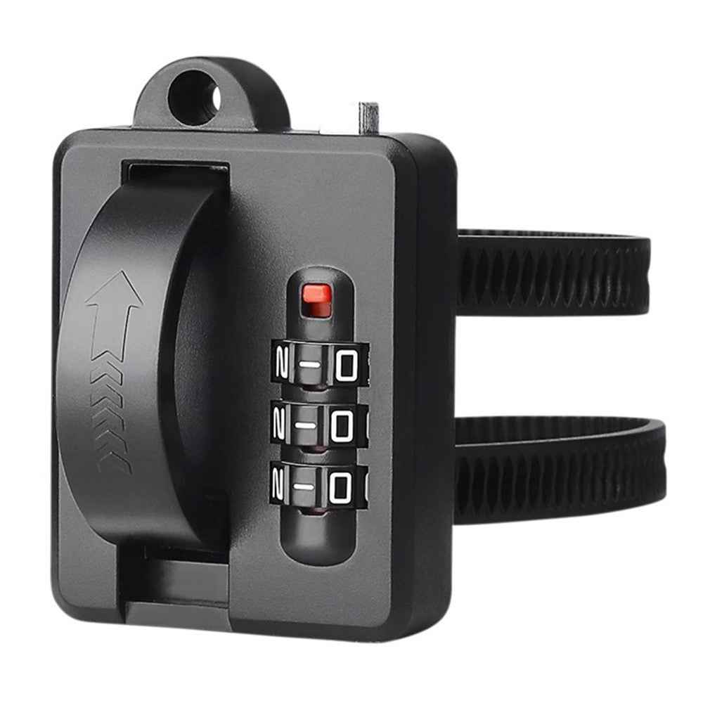 Helmet Combination Lock Universal PVC Portable Anti Theft Security Lock for Electric Motorcycle Scooter - Black