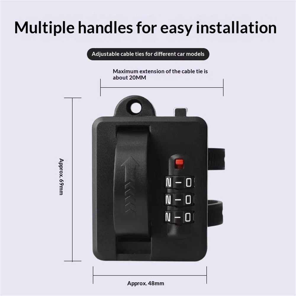 Helmet Combination Lock Universal PVC Portable Anti Theft Security Lock for Electric Motorcycle Scooter - Black