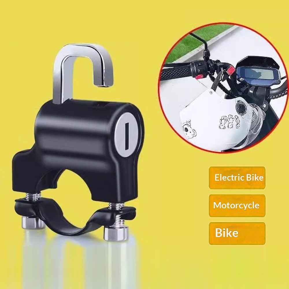 Electric Bike Motorcycle Helmet Lock Anti Theft Security Lock Handlebar Mount Waterproof Rust Proof Lock - Black