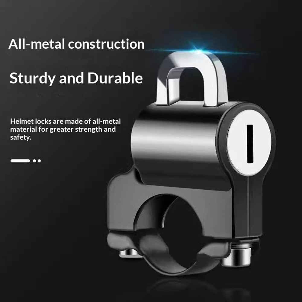 Electric Bike Motorcycle Helmet Lock Anti Theft Security Lock Handlebar Mount Waterproof Rust Proof Lock - Black