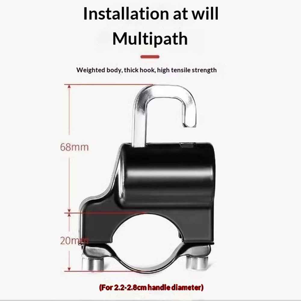 Electric Bike Motorcycle Helmet Lock Anti Theft Security Lock Handlebar Mount Waterproof Rust Proof Lock - Black