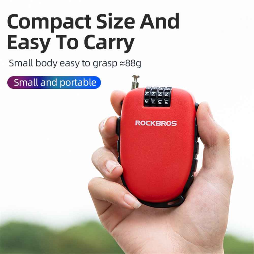 ROCKBROS 32420981001 Telescopic Chain Bicycle Code Lock Anti-theft Steel Wire Bike Lock Helmet Backpack Password Lock