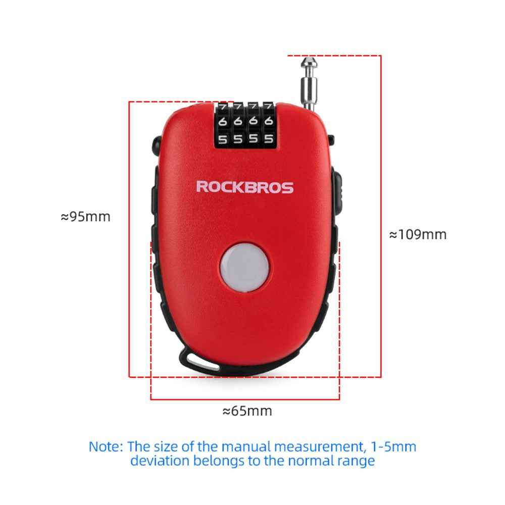 ROCKBROS 32420981001 Telescopic Chain Bicycle Code Lock Anti-theft Steel Wire Bike Lock Helmet Backpack Password Lock